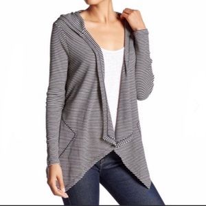 Philosophy Gray/White Hooded Stripe Cardigan XL